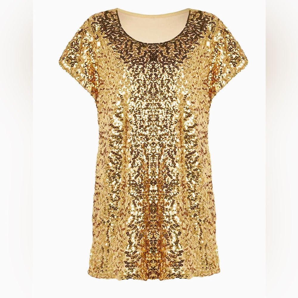 Pretty guide women’s sequin shirt. Short sleeve. Size Medium. NWT - Picture 6 of 8